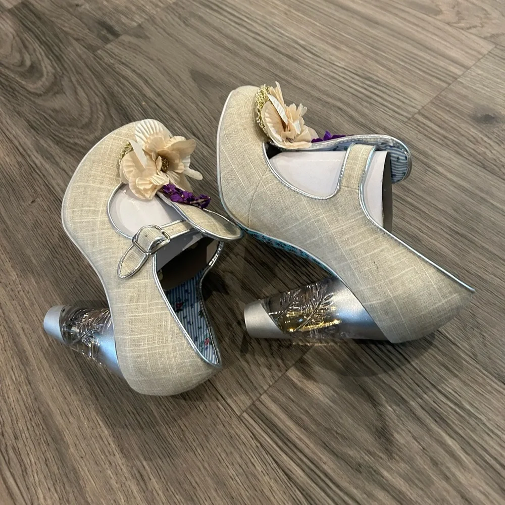 Irregular Choice Floral with clear high heel shoe sz 10 New w/out box - Picture 6 of 13